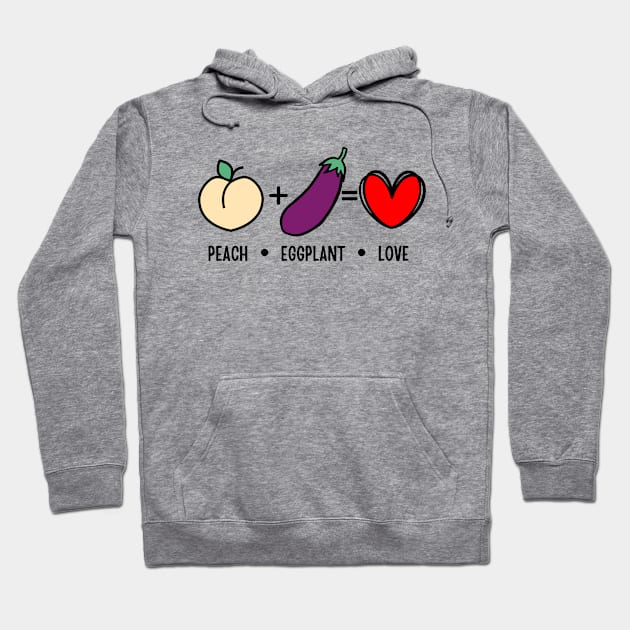 Peach Eggplant Love Funny Hoodie by DesignArchitect